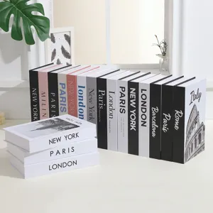 Decorative fake book set, city theme simulation books for bookshelf coffee table decor.