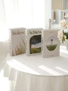 Minimalist decorative fake book details, inspirational English words, ideal for home decor.