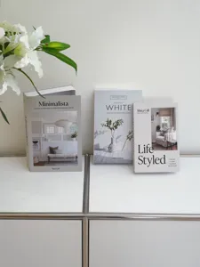 Juego de cajas de almacenamiento de libros decorativos, elegante expositor moderno para estantes.