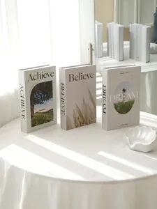 Decorative fake books set for home decor, minimalist style aesthetic book box for coffee table.