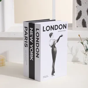 Decorative fake book set for modern home decor coffee table display and bookshelf styling.