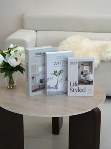Set de 3 cajas de almacenamiento decorativas de libros falsos para salon mesa de centro