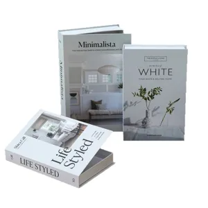 Caja de almacenamiento decorativa minimalista libro falso abierto para la decoración del hogar