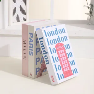 Decorative simulation book set, modern city theme folding fake books for home coffee table display.
