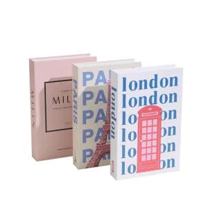 Decorative city theme fake book models set for modern home bookshelf and coffee table decor.