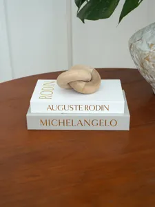Decorative linen book box set with gold foil stamping for coffee table home decor display.