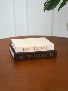 Linen texture decorative fake book with gold stamping for modern coffee table and home decor.