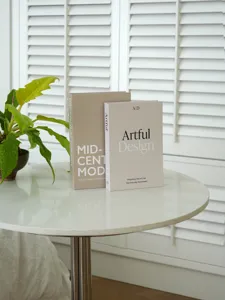 Minimalist decorative fake books set for coffee table home display, modern English aesthetic book.