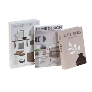 Modern decorative fake book box set for home interior decor, stylish Nordic display piece.