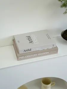 Modern minimalist decorative fake book set, elegant coffee table styling prop for home decor.