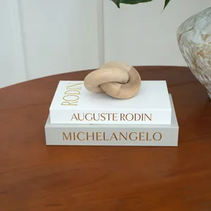 Decorative fake books set with wooden chain link for modern coffee table home decor.
