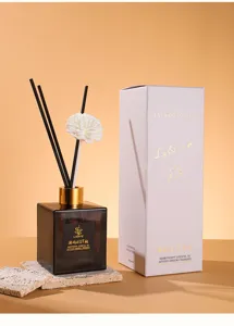 Premium glass reed diffuser set with elegant floral decor for home air freshening and long-lasting.