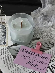 Frosted crystal scented candle with wooden wick in glass jar for home decor and cozy gift.