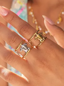 Anello cavo tartaruga marina in acciaio inossidabile donne lusso nicchia design moda gioielli