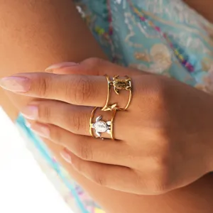 Anello tartaruga cavo in acciaio inossidabile gioielli donna alla moda stile ins aperto