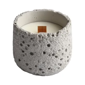 Beton Duftkerze mit Holzdocht, einzigartiger Krater Textur Wohnkultur Aromatherapie Glas.