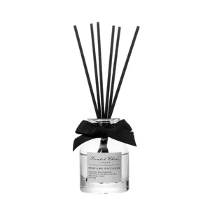 Elegantes schwarzes Duftstäbchen-Set mit Glasflasche und Schleife für Raumduft