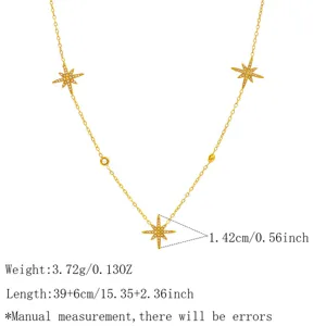 Exquisite gold-plated star pendant necklace with sparkling pavé cubic zirconia for women.