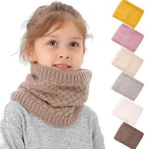 Scaldacollo lavorato a maglia per bimbo inverno tinta unita spesso caldo sciarpa morbida