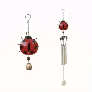 Iron Ladybug Wind Chime And Hanging Bell Garden Outdoor Metal Animal Decor Windbells Home Yard Decoration Gift