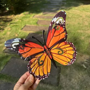 Colorful metal butterfly wall art decor, handmade iron hanging ornament for home and garden.