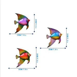 Metal fish wall art, 3D hanging ocean animal sculptures for home decor, 20x24cm each.