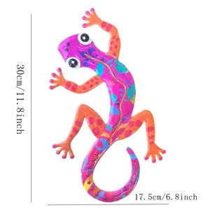 Colorful metal gecko wall hanging lizard sculpture for home indoor outdoor garden decor 30cm
