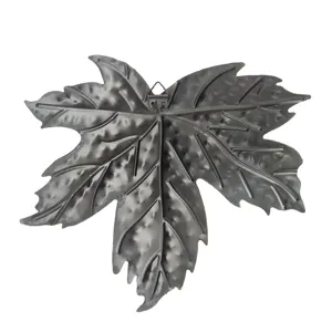 Iron maple leaf wall hanging decor, metal art sculpture with vintage textured finish for home.