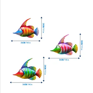 Scultura murale di pesce in metallo 3D decorazione da parete di pesce tropicale