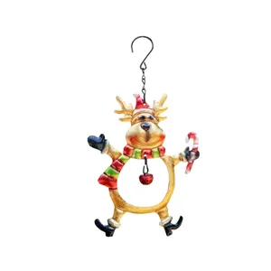 Christmas iron reindeer hanging ornament hand painted holiday decoration pendant for tree or home