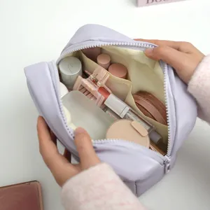 Large capacity portable cosmetic bag stylish down storage pouch for travel and daily makeup storage