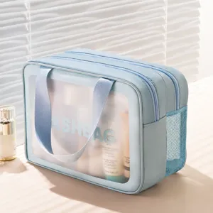 Bolsa de cosméticos de viaje impermeable portátil organizador de maquillaje transparente