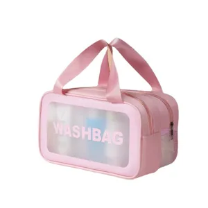 Bolsa de aseo rosa impermeable neceser de maquillaje portátil para viajes y baño