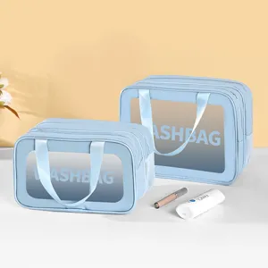 Große Kapazität Wasserdichte Kulturtasche Doppelschicht Klares Make-up Organizer Nass- und Trockentrennung Waschbeutel Für Frauen