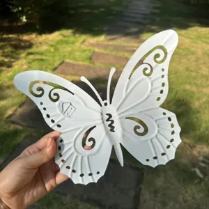 White iron butterfly wall art metal handicraft hanging decor outdoor detail display