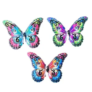 Colorful metal butterfly wall hanging set, exquisite home decor art pieces for living room.