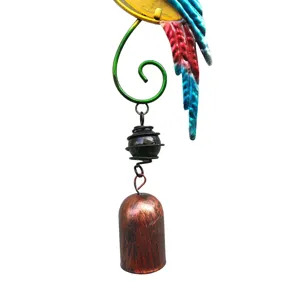 Metal parrot wind chime detail hanging ornament colorful iron art garden decor