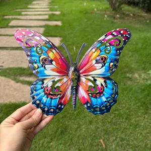 Colorful metal butterfly wall art decor for home garden outdoor hanging ornament crafts.