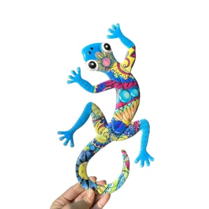 Metal gecko wall art colorful lizard hanging decor for garden home indoor outdoor display