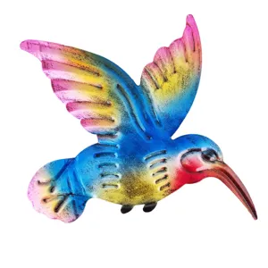 Metal hummingbird wall art colorful hanging decor for home garden outdoor yard decoration