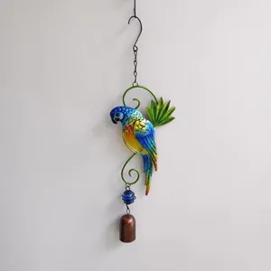 colorful metal parrot wind chime hanging ornament for indoor outdoor garden home decor
