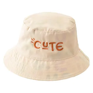 Cute embroidered tie-dye bucket hat for summer outdoor sun protection, casual cotton basin hat.
