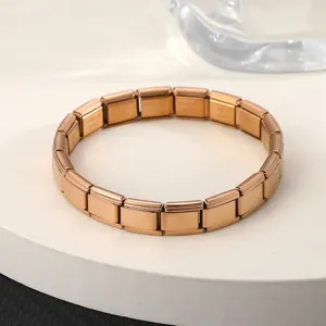 Roestvrijstalen modulaire schakelarmband bedel sieraden roségoud detail foto's