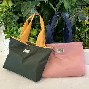 Foldable Waterproof Shopping Bag Large Capacity Color-Blocking Shoulder Grocery Bag Main