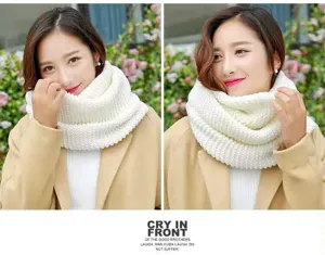 Warm winter thick knitted women scarf solid color stylish wool snood scarf for cold weather.