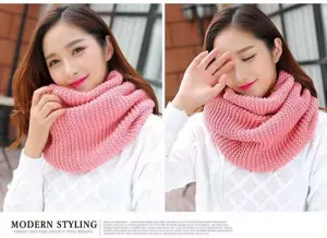 Winter knitted scarf for women, thick solid color warm wool neck warmer for cold weather.