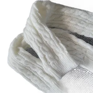 White cable knit fingerless gloves short wrist warmers winter warm arm sleeves knitwear
