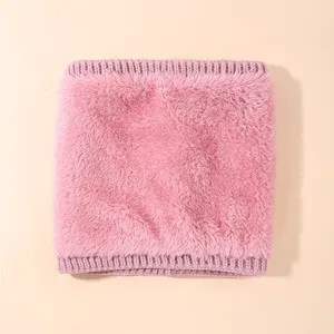 Scaldacollo in maglia di peluche rosa sciarpa invernale calda per bambini uso quotidiano