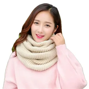 Thick knitted infinity scarf for women winter warm solid color winter neck warmer cozy