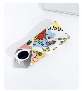 Colorful self-adhesive magic wrap cloth for camera lens and glasses portable storage.
